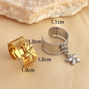 1 Stück Simple Series Casual Turtle Edelstahl Goldfarben Damen Verstellbare Ringe h5 Bild5