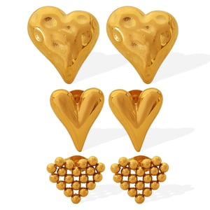 1 pair simple series simple heart stainless steel  gold plated women stud earrings h5 Picture3