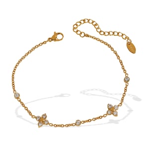1 piece simple series simple flower stainless steel  gold plated zircon women charm bracelets h5 Picture5