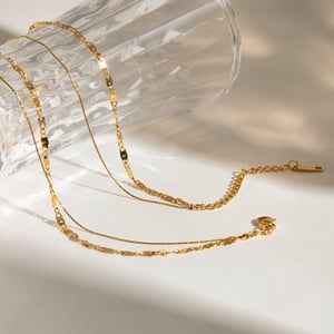 1 piece simple series retro annular stainless steel  gold plated women layered necklaces h5 Picture4