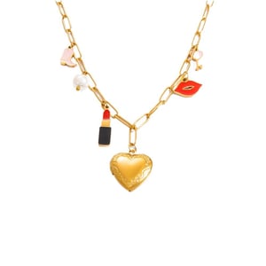 1 piece romantic series classic heart stainless steel  gold color plated artificial pearl women's pendant necklaces h5 Picture8