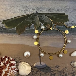 1 piece simple series sweet geometric stainless steel  gold plated artificial pearl women charm bracelets h5 Picture4