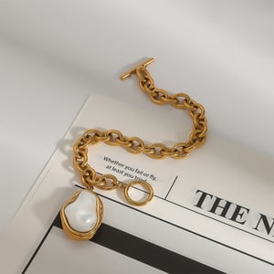 1 stück romantische serie elegante unregelmäßige edelstahl  vergoldet frauen charm armbänder h5 Bild3