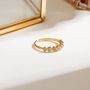 1 stück luxuriöse serie  style blume edelstahl gold farbe damen ring sets h5 Bild7