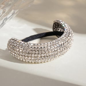 1 paio di fasce per capelli da donna con strass placcate in oro , serie lussuosa, semplici e geometriche, in acciaio inossidabile h5 Immagine4