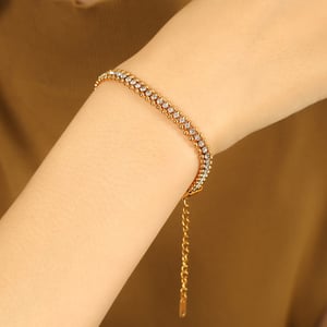 1 piece luxurious series simple beads stainless steel  gold plated rhinestone women chain bracelets h5 Picture5
