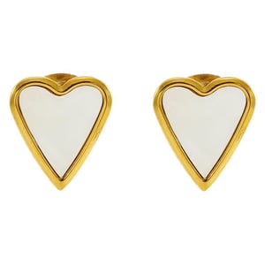 1 pair simple series classic heart stainless steel  gold plated women stud earrings h5 Picture6