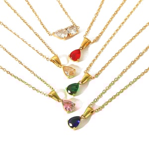 1 piece simple series simple droplet  gold plated zircon women pendant necklaces h5 Picture5