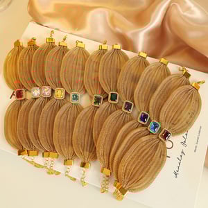 1 piece classic series retro bow knot stainless steel  gold plated zircon women bangles h5 Picture4