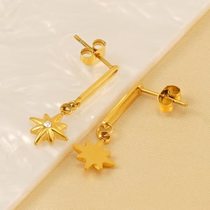 1 pair simple series classic stainless steel  gold plated zircon women stud earrings h5 Picture4