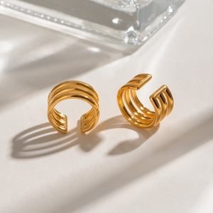 1 pair simple series simple annular stainless steel  gold plated women clip-on earrings h5 Picture3