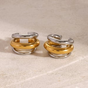 1 Paar Simple Series Casual Patchwork Edelstahl 18 Karat vergoldet Damen Clip-on Ohrringe h5 Bild4