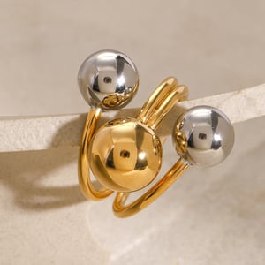 1 Piece Classic Geometric Stainless Steel Gold Plated Women's Adjustable Rings h5 Picture4