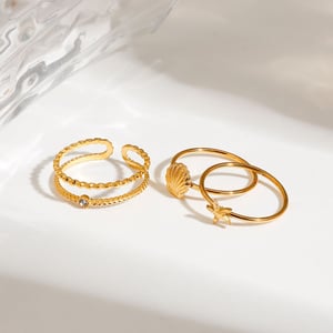1 Piece Romantic Series Exquisite Conch Stainless Steel Gold Color Women's Ring Sets h5 Picture4