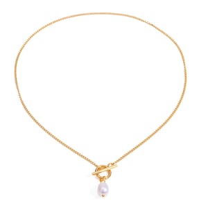 1 piece simple series daily geometric stainless steel  gold plated pearl women pendant necklaces h5 Picture5
