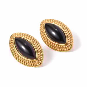 1 Pair Retro Stainless Steel Gold Color Stud Earrings h5 Picture5