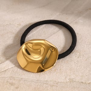 1 paio di fasce per capelli da donna in acciaio inossidabile placcato oro 18K, serie semplice, semplici e tinta unita h5 Immagine2