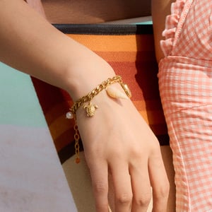 1 Stück Simple Series Vacation Turtle Edelstahl Goldfarbene Muschel Damen-Charm-Armbänder h5 Bild4