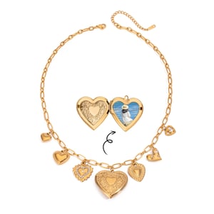 1 Piece Classic Series Fashionable Heart Shape Stainless Steel Gold Color Women's DIY Pendant Necklaces h5 Picture6