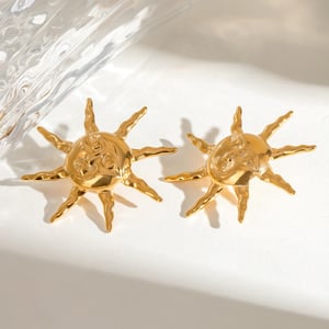 1 Paar Simple Series Retro Sonne/Mond Edelstahl 18 Karat vergoldet Damen Ohrstecker h5 Bild4