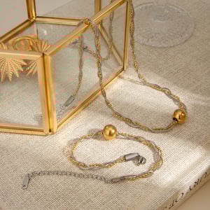 1 Stück Simple Series Original Design Line Edelstahl Goldfarbene Damenketten h5 Bild6