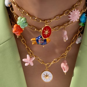 1 Piece Romantic Series Vacation Colorful Ceramic Fish Stainless Steel Gold Color Women's Pendant Necklaces h5 Picture6