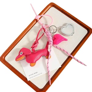 1 Piece Fashionable Series Cute Pink Wiener Dog & Mirror Rayon Women's Bag Charms h5 Picture7