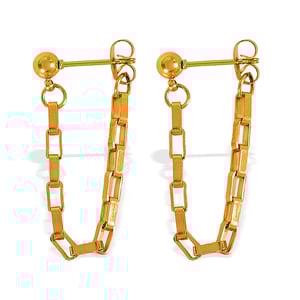1 pair simple series simple tassel stainless steel  gold plated women drop earrings h5 Picture3