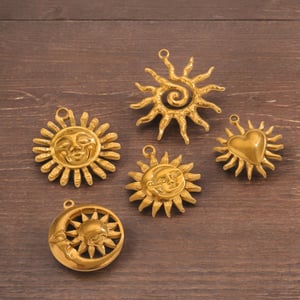 1 paio di pendenti da donna placcati in oro , serie semplice, retrò, sole/luna h5 Immagine4