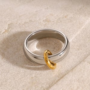 1 pair simple series  solid color stainless steel  gold plated women single ring h5 Picture5