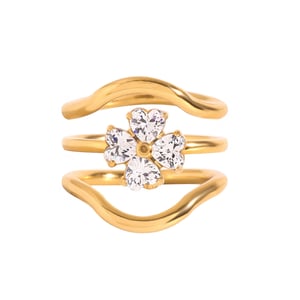1 Piece Luxurious Series Four Leaf Clover Shape Stainless Steel Gold Color Women's Ring Sets h5 Picture9