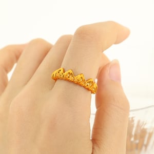 1 pair simple series simple heart copper  gold plated women adjustable rings h5 Picture5