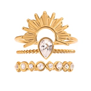 1 stück luxuriöse serie  style droplet edelstahl goldfarben damen ring sets h5 Bild10