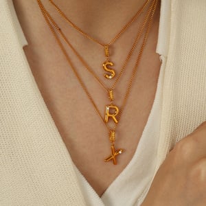 1 piece simple series casual letter stainless steel  gold plated glass women pendant necklaces h5 Picture6