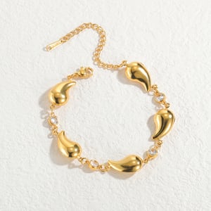 1 Stück Simple Series Punk Droplet Edelstahl 18 Karat vergoldet Strass Damen Charm Armbänder h5 Bild2