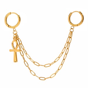 1 paio di ciondoli da donna in acciaio inossidabile placcato oro , serie semplice, con croce giornaliera h5 Immagine5