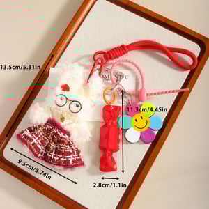 1 Piece Romantic Series Cute Plaid Dress Rabbit Fluffy Doll Rayon Women's Bag Charms h5 Picture7