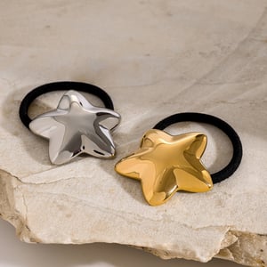 1 paio di fasce per capelli da donna in stile pentagramma in acciaio inossidabile placcato oro  della serie semplice h5 Immagine2