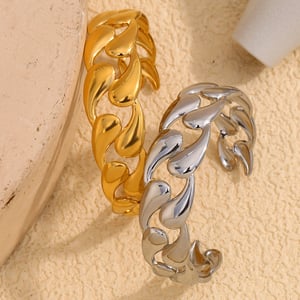 1 Stück Luxuriöse Serie Simple Twist Edelstahl Goldfarben Damen Armreifen h5 Bild4