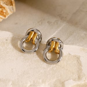 1 pair simple series  style geometric stainless steel  gold plated women stud earrings h5 Picture5