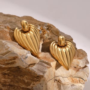 1 pair simple series retro heart stainless steel  gold plated women drop earrings h5 Picture4
