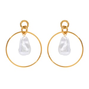 1 pair simple series elegant geometric stainless steel  gold plated artificial pearl women drop earrings h5 Picture6