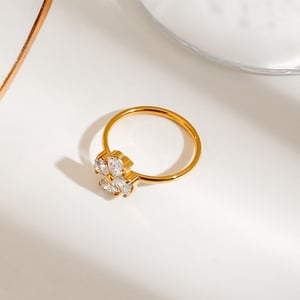 1 Piece Luxurious Series Four Leaf Clover Shape Stainless Steel Gold Color Women's Ring Sets h5 Picture4