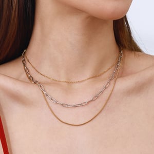 1 stück simple series  linie edelstahl gold farbe damen layered halsketten h5 Bild8