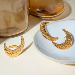 1 Stück Simple Series Classic Moon Edelstahl Goldfarben verstellbare Damenringe h5 Bild8