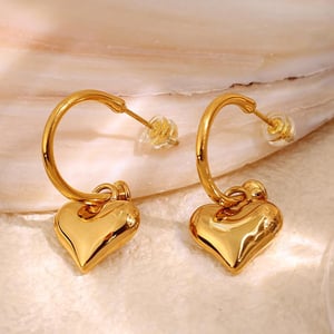 1 Pair Romantic Series Sweet Heart Titanium Steel   Gold Color  Women's Drop Earrings h5 Picture3