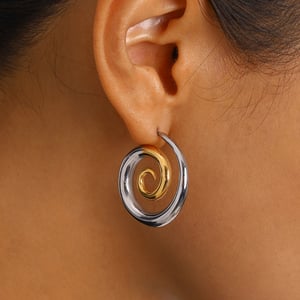 1 pair simple series  thread stainless steel  gold plated women stud earrings h5 Picture6