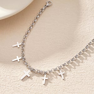 1 Piece Classic Series Daily Cross Titanium Steel   Gold Color  Women's Chain Bracelets h5 Picture6
