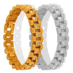 1 stück simple series retro geometrische titanstahl  vergoldet strass damen kettenarmbänder h5 Bild5