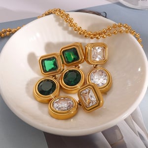 1 Pair Gorgeous Series Retro Quadrilateral Exquisite Stainless Steel Gold Color Women's Drop Earrings h5 Picture4